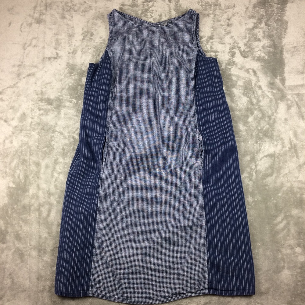 Habitat‎ Dress Womens Medium Linen Blend Pockets Sleeveless Blue Lagenlook